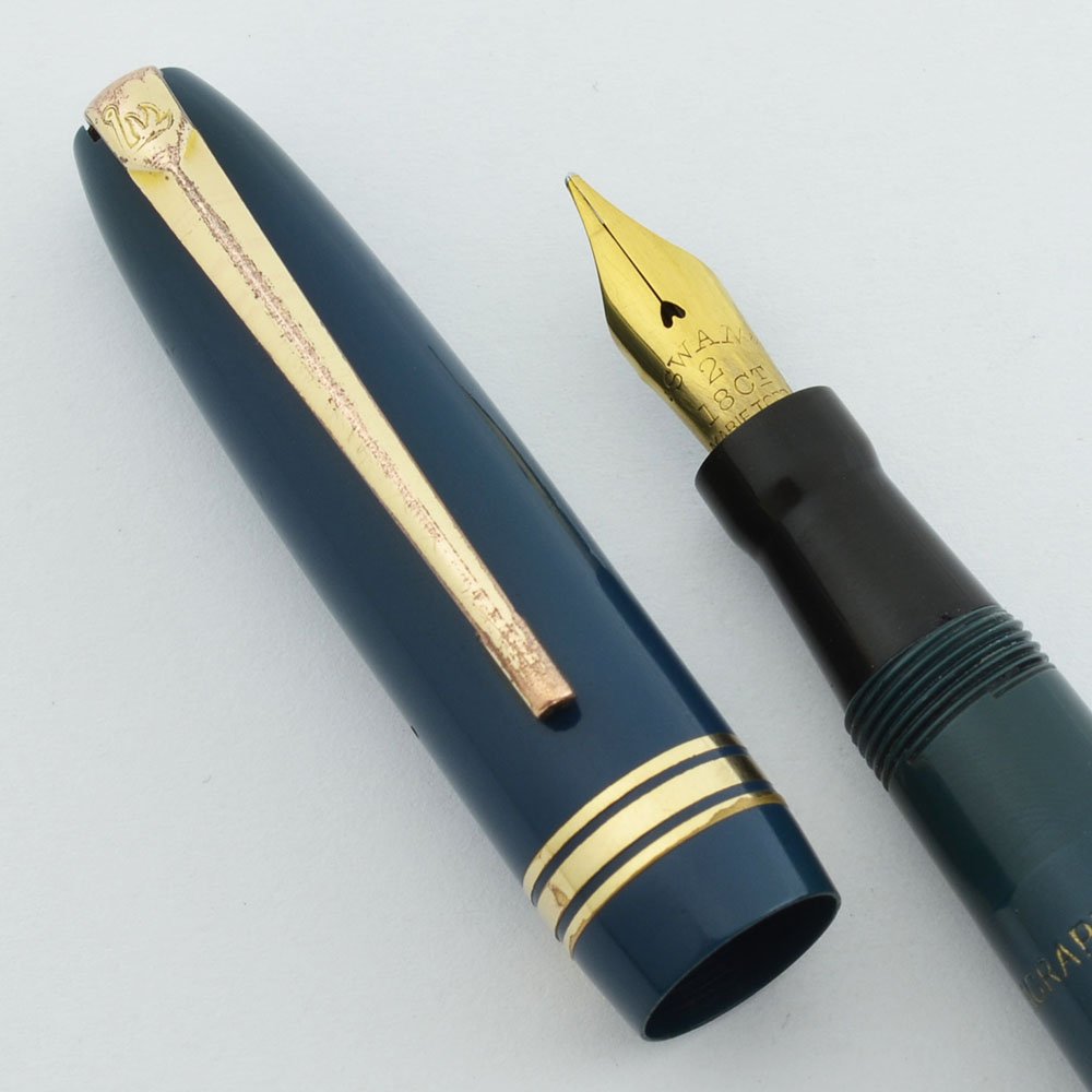 ヴィンテージ Mabie Todd Swan 3130ーフレックスnib Mabie Todd Swan UK Calligraph - Blue, Twist Fill, Full Flex